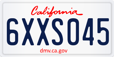 CA license plate 6XXS045