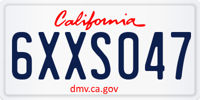 CA license plate 6XXS047
