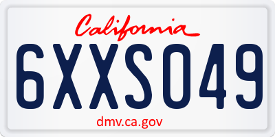 CA license plate 6XXS049