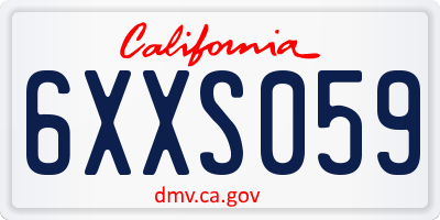 CA license plate 6XXS059