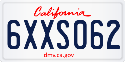 CA license plate 6XXS062