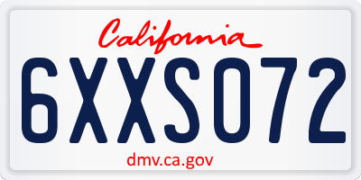 CA license plate 6XXS072
