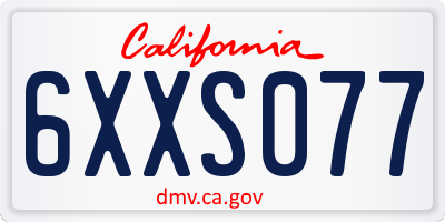 CA license plate 6XXS077