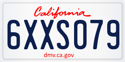 CA license plate 6XXS079