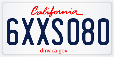 CA license plate 6XXS080