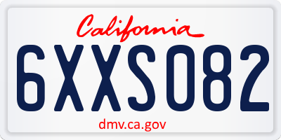 CA license plate 6XXS082