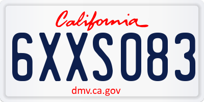 CA license plate 6XXS083
