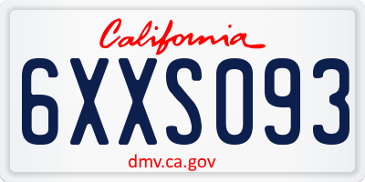CA license plate 6XXS093
