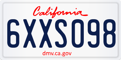 CA license plate 6XXS098