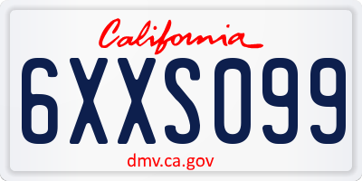 CA license plate 6XXS099