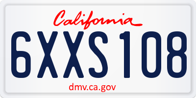 CA license plate 6XXS108