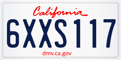 CA license plate 6XXS117