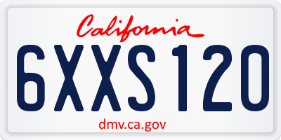 CA license plate 6XXS120