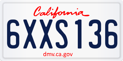 CA license plate 6XXS136