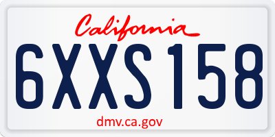 CA license plate 6XXS158