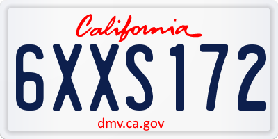 CA license plate 6XXS172