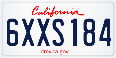 CA license plate 6XXS184