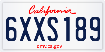 CA license plate 6XXS189