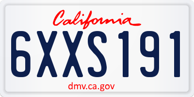 CA license plate 6XXS191