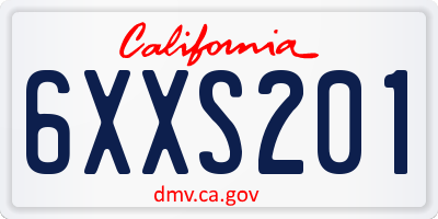 CA license plate 6XXS201