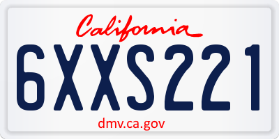 CA license plate 6XXS221