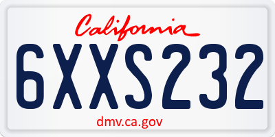 CA license plate 6XXS232