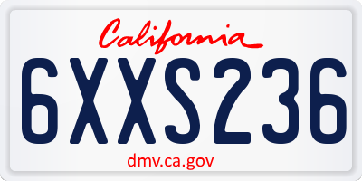 CA license plate 6XXS236