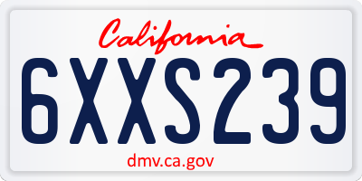 CA license plate 6XXS239