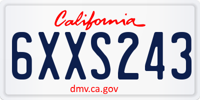 CA license plate 6XXS243