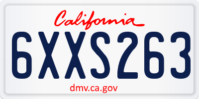 CA license plate 6XXS263