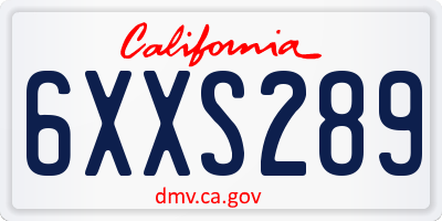 CA license plate 6XXS289