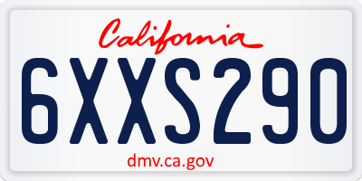CA license plate 6XXS290