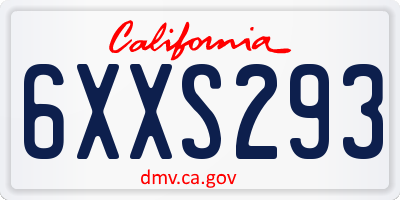 CA license plate 6XXS293
