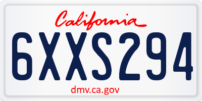 CA license plate 6XXS294