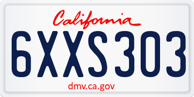 CA license plate 6XXS303