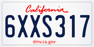 CA license plate 6XXS317