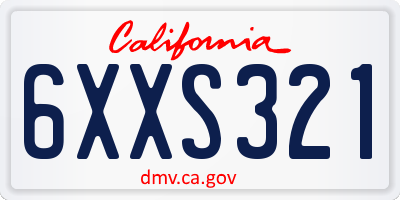 CA license plate 6XXS321