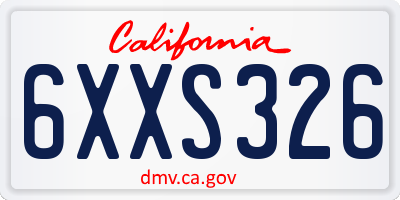 CA license plate 6XXS326