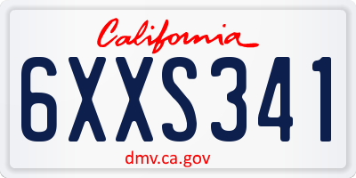 CA license plate 6XXS341