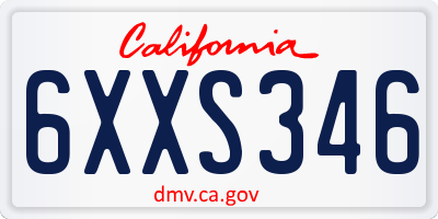 CA license plate 6XXS346
