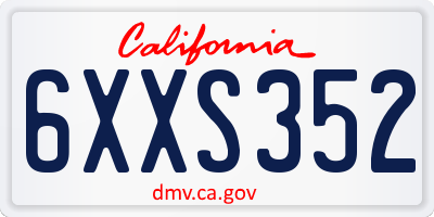 CA license plate 6XXS352