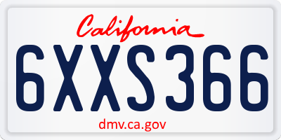 CA license plate 6XXS366