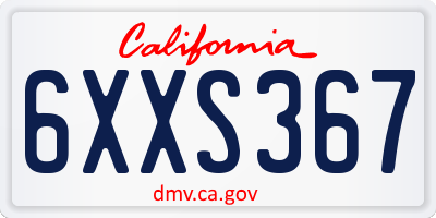 CA license plate 6XXS367