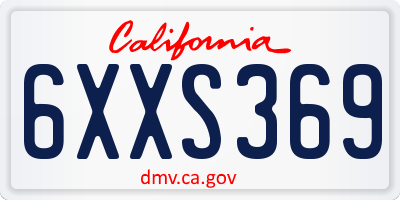 CA license plate 6XXS369