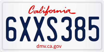 CA license plate 6XXS385