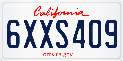 CA license plate 6XXS409