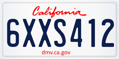 CA license plate 6XXS412