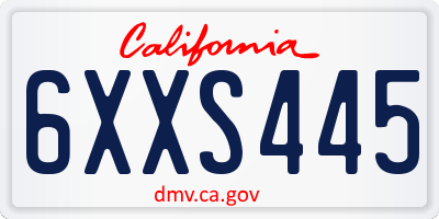 CA license plate 6XXS445