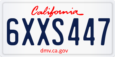 CA license plate 6XXS447