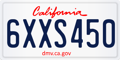 CA license plate 6XXS450
